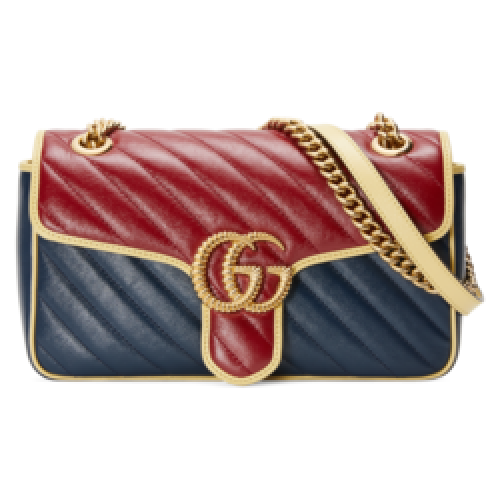 Малка чанта за рамо Gucci GG Marmont 443497 Синя и червена