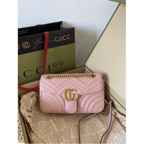 Малка чанта за рамо Gucci GG Marmont 443497 светло розова