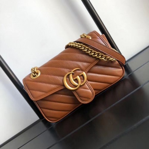 Малка чанта за рамо Gucci GG Marmont 446744 Кафява