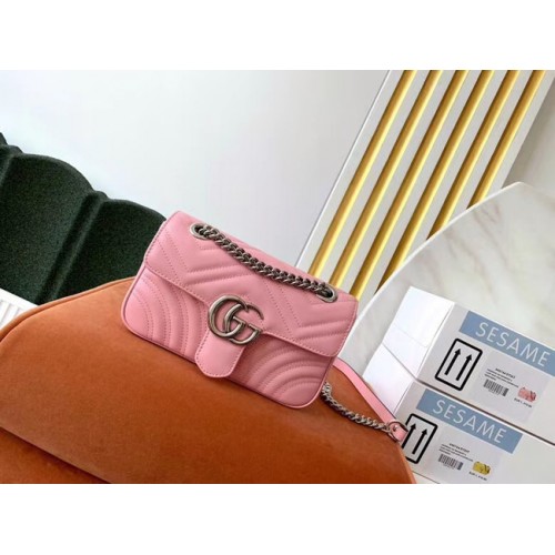 Малка чанта за рамо Gucci GG Marmont 446744 светло розова