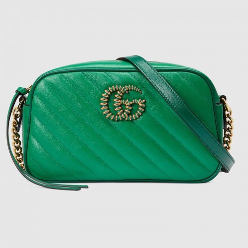 Малка чанта за рамо Gucci GG Marmont 447632 в ярко зелено