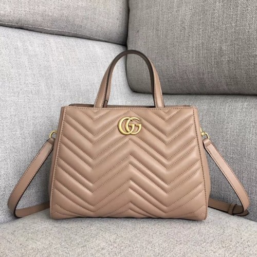 Малка чанта с горна дръжка Gucci GG Marmont 448054 Тъмно розова