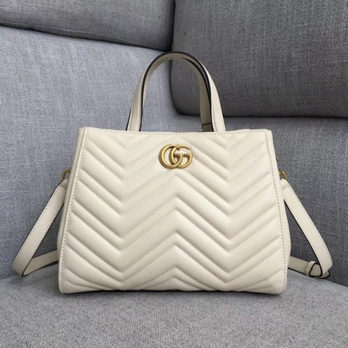 Малка чанта с горна дръжка Gucci GG Marmont 448054 бяла