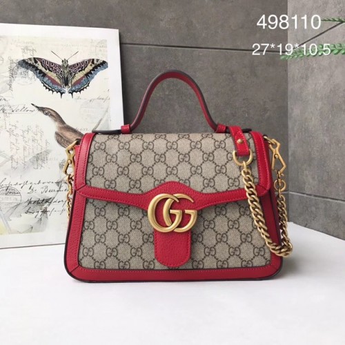 Малка чанта с горна дръжка Gucci GG Marmont 498110 червена