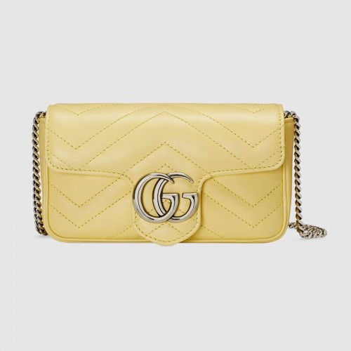 Gucci GG Marmont супер мини чанта 476433 Пастелно жълто