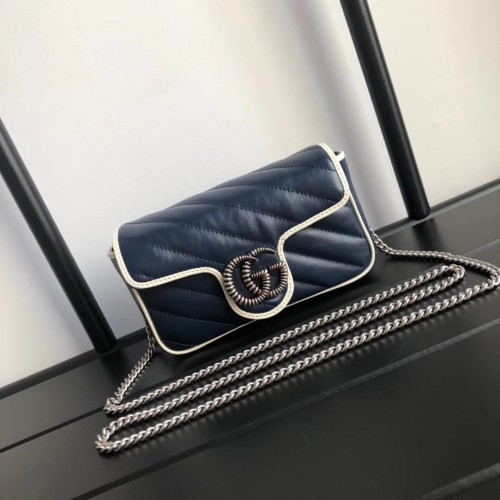 Gucci GG Marmont супер мини чанта 574969 тъмносиня
