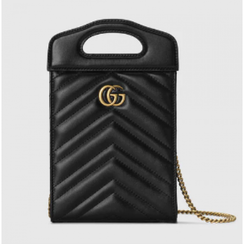 Мини чанта Gucci GG Marmont с горна дръжка 699756 черна