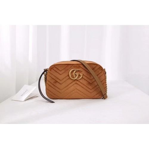 Малка кадифена чанта през рамо Gucci GG Marmont 447632 Taupe