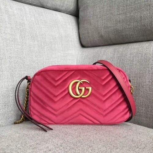 Малка кадифена чанта през рамо Gucci GG Marmont 447632 розова