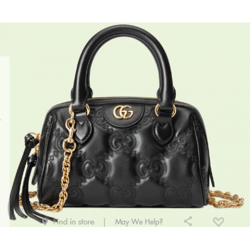 Кожена чанта с горна дръжка Gucci GG Matelasse 702251 черна
