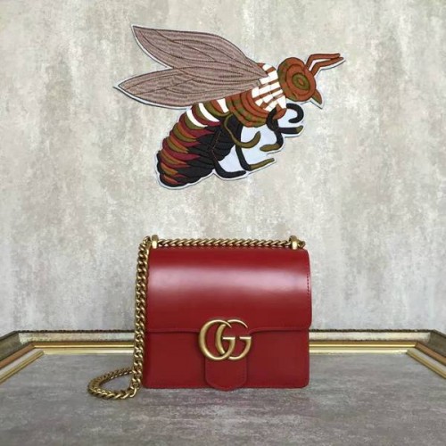 Чанта през рамо Gucci GG Original Marmont от кожа 431384A червена