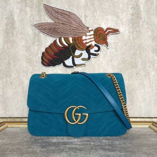 Чанта през рамо Gucci GG от велур 443496 синя