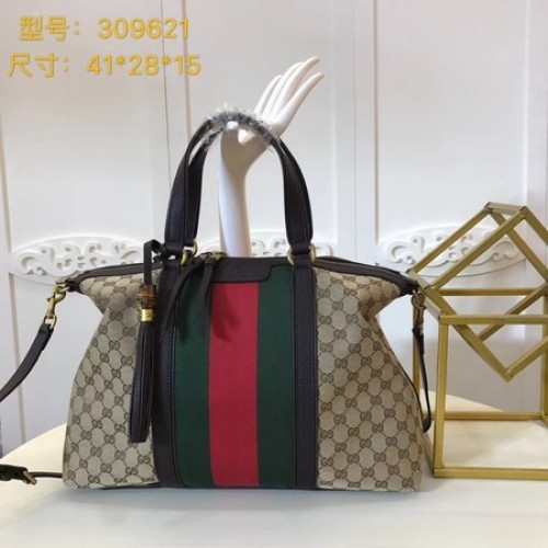 Чанта Gucci GG Supreme Canvas Tote 309621 Кафе