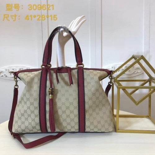 Чанта Gucci GG Supreme Canvas Tote 309621 Червена