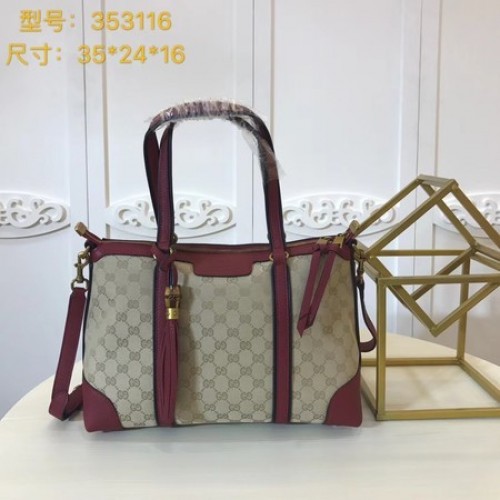 Чанта Gucci GG Supreme Canvas Tote 353116 червена