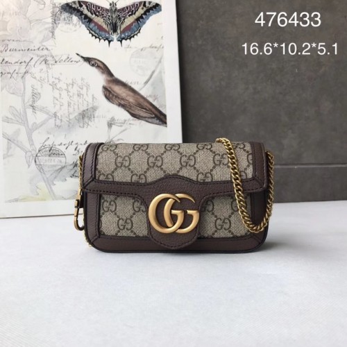 Gucci GG Supreme платнена 476433 мини чанта през рамо кафява