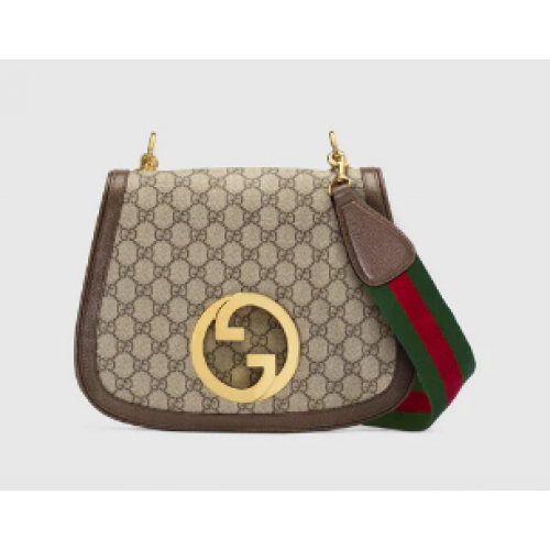 Чанта за рамо Gucci GG Supreme от плат, средна размер, Blondie, 699210, кафява
