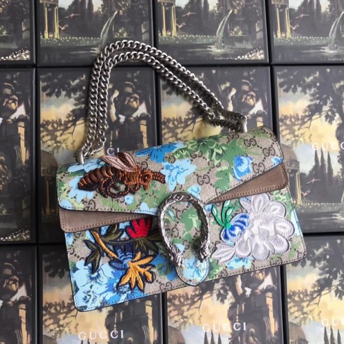Малка чанта през рамо Gucci GG Supreme от плат Dionysus 400249, цвят пчела