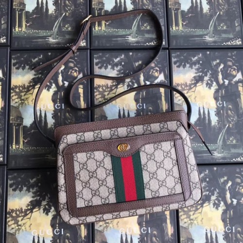 Малка чанта за рамо Gucci GG Supreme 523354 кафява