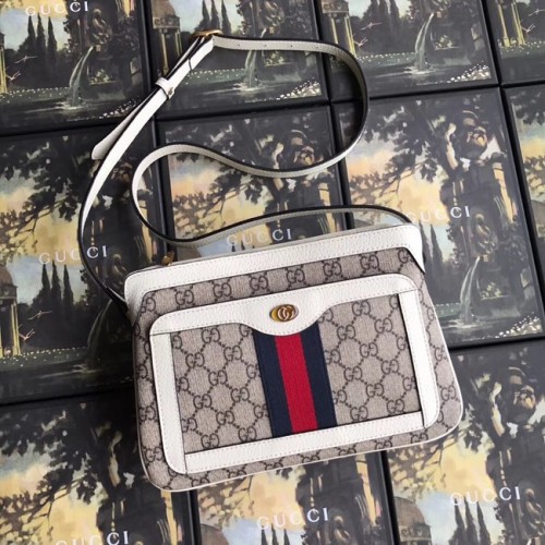 Малка чанта за рамо Gucci GG Supreme 523354 бяла