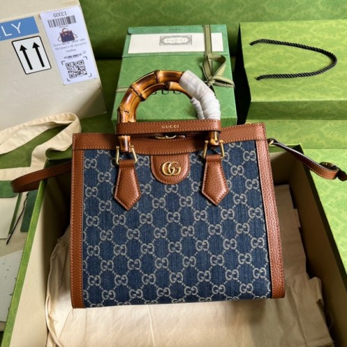 Мини чанта Gucci GG от деним жакард Diana 655661 Синя