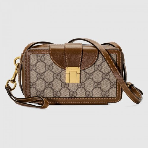 Мини чанта Gucci GG с катарама 614368 кафява