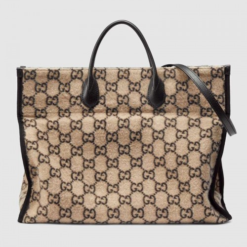Вълнена пазарска чанта Gucci GG 598169 бяла
