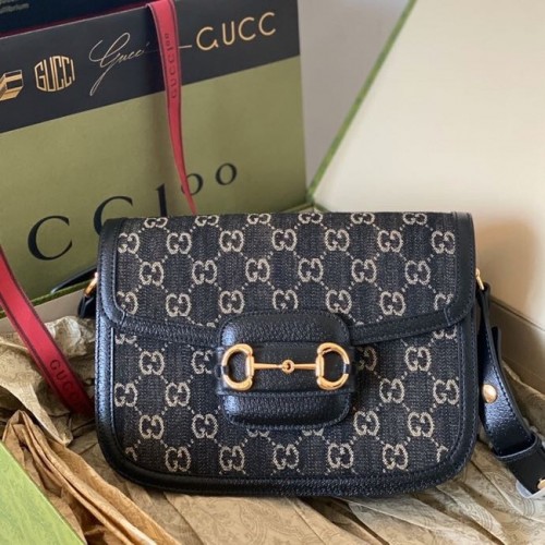 Чанта за рамо Gucci Horsebit 1955 602204 Черна