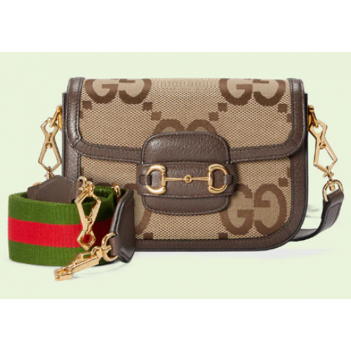 Gucci Horsebit 1955 jumbo GG мини чанта 658574 кафява