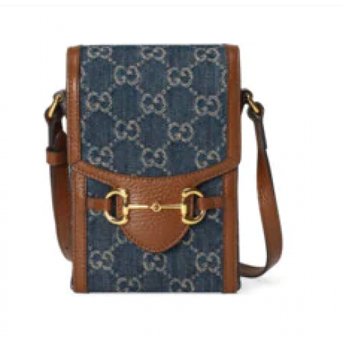 Мини чанта Gucci Horsebit 1955 625615 синя