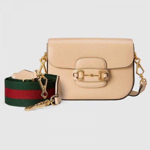 Мини чанта Gucci Horsebit 1955 658574 Бежова
