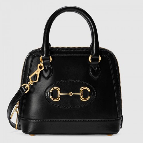 Gucci Horsebit 1955 мини чанта с горна дръжка 640716 черна