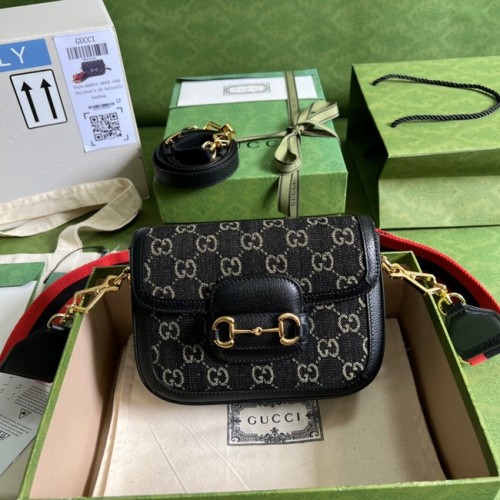 Чанта за рамо Gucci Horsebit 1955 658574 Черна