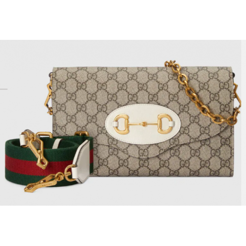 Малка чанта Gucci Horsebit 1955 677286 бяла