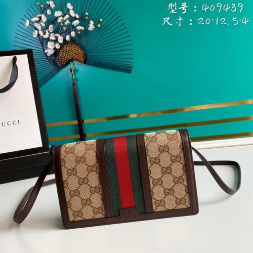 Портфейл Gucci Horsebit 1955 с верижка 409439 кафяв