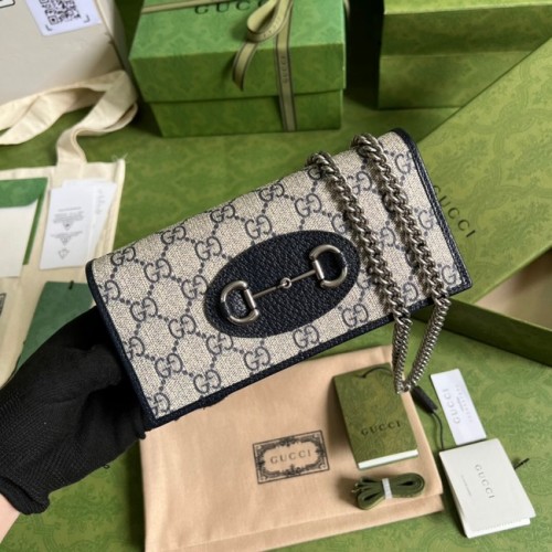 Портфейл Gucci Horsebit 1955 с верижка 621892 син