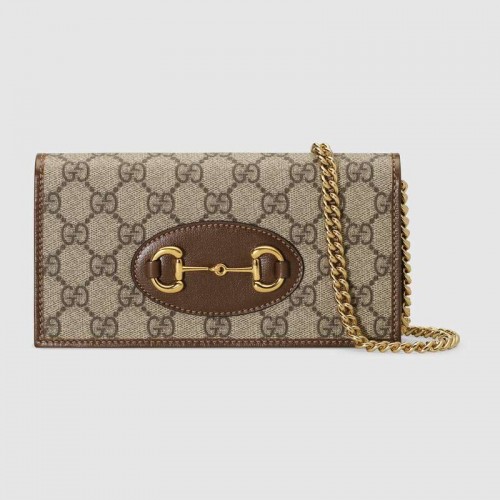 Портфейл Gucci Horsebit 1955 с верижка 621892 кафяв