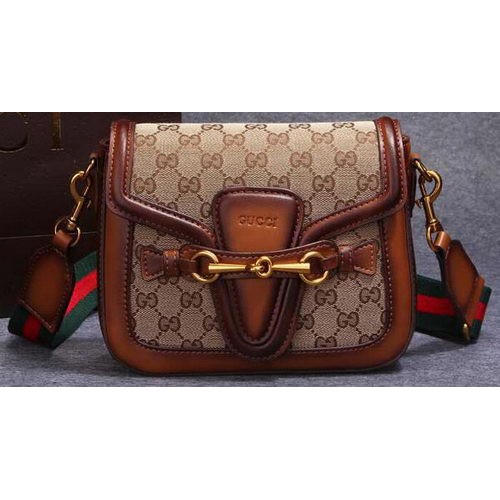 Чанта за през рамо Gucci Lady Web Original GG Canvas 383848 цвят пшеница