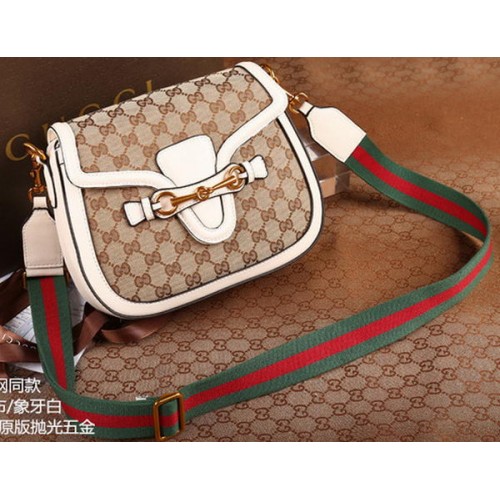 Чанта през рамо Gucci Lady Web Original GG Canvas 383848 бяла
