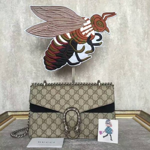 Чанта през рамо Gucci Medium Dionysus GG Canvas 400249 Черна