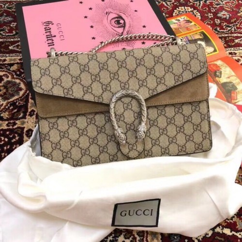 Чанта през рамо Gucci Medium Dionysus GG Canvas 400249 Taupe