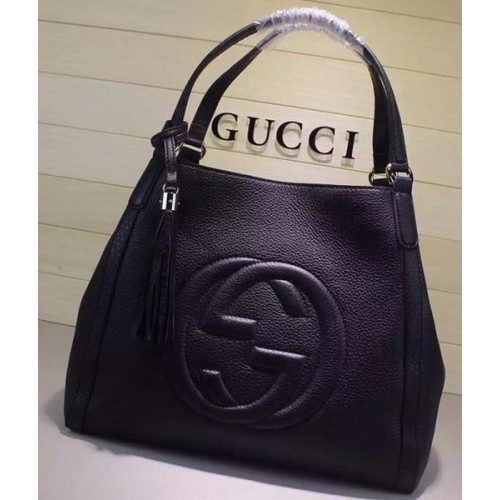 Чанта през рамо Gucci Medium Soho от телешка кожа 282309 черна