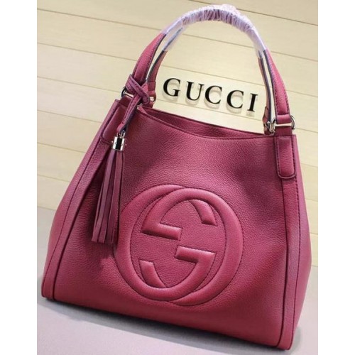 Чанта за рамо Gucci Medium Soho от телешка кожа 282309 Розова