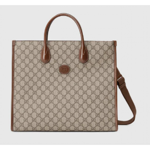 Чанта Gucci Medium с преплетени връзки G 674148 кафява