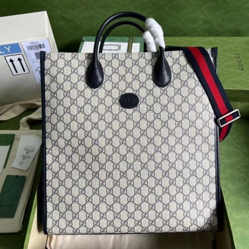 Чанта Gucci Medium с преплетени връзки G 674155 синя