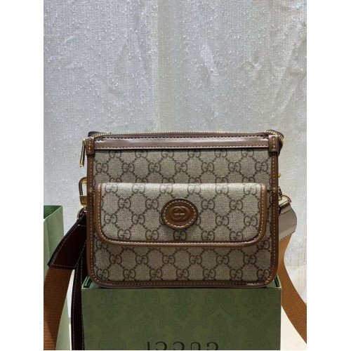 Чанта Gucci Messenger с преплетени елементи G 674164 кафява