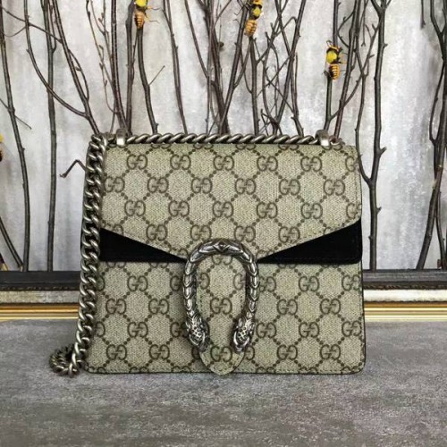 Чанта през рамо Gucci Mini Dionysus GG Canvas 421970 Черна