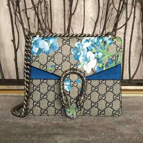 Чанта през рамо Gucci Mini Dionysus GG Canvas 421970 Синя
