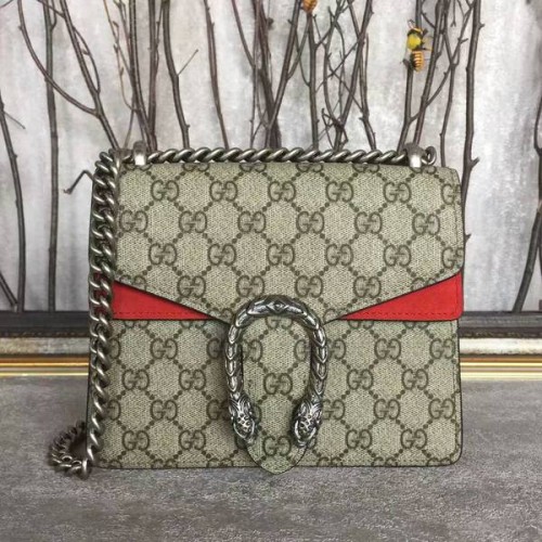 Чанта през рамо Gucci Mini Dionysus GG Canvas 421970 червена