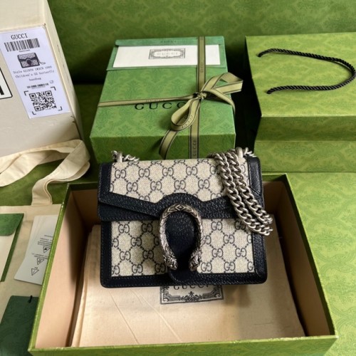Чанта през рамо Gucci Mini Dionysus GG Canvas 421970 синя
